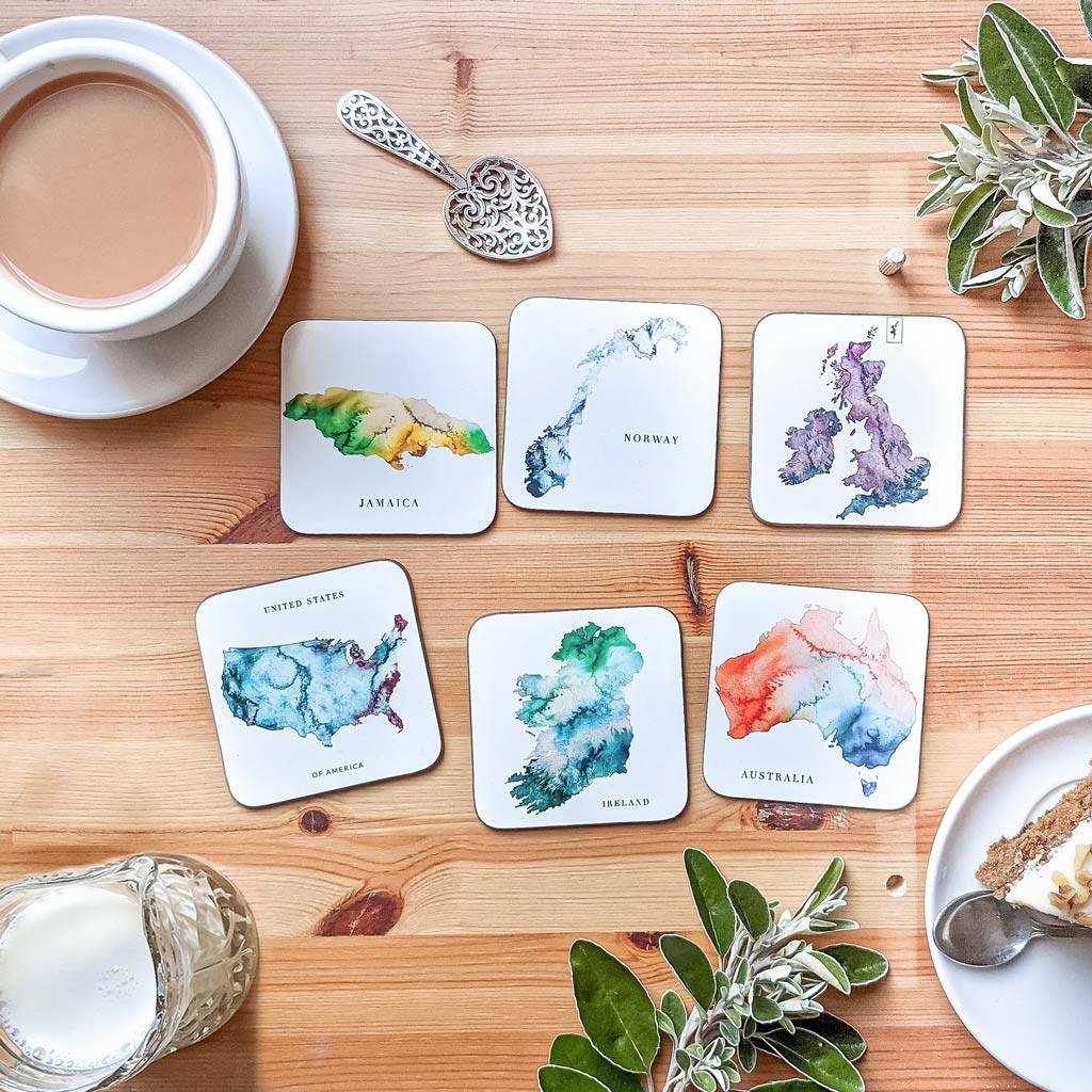 Mix And Match Six Watercolour Map Coasters, 1 of 11
