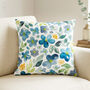 Blue Watercolor Botanical Wildflower Cushion Cover, thumbnail 1 of 12