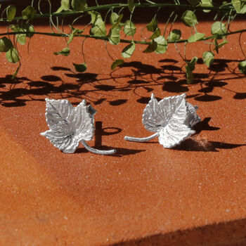 Sterling Silver Ivy Leaf Stud Earrings, 3 of 5