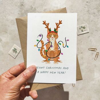 Ginger Cat In Hat Christmas Card, 3 of 4