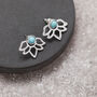 Silver Colour Ear Jacket Earrings With Aqua Marble Bead, thumbnail 2 of 3