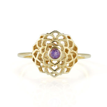 Crown Chakra Amethyst Ring Silver Or Gold Plated, 8 of 12