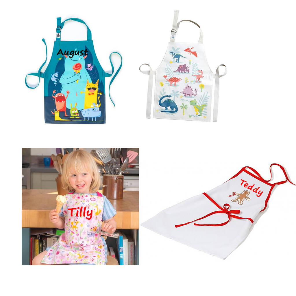 Children's Personalised Linen, Cotton And Wipe Clean Aprons, 1 of 2
