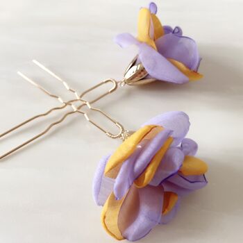 Purple And Yellow Floral Hair Pin Set, 5 of 6