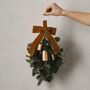 Christmas Foliage Door Swag With Velvet Ribbon And Bells, thumbnail 1 of 3