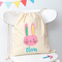 Personalised Playful Rabbit Cotton Nursery Bag, thumbnail 1 of 3
