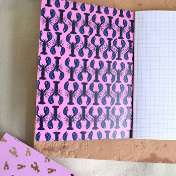 Recycled Pink Notebook With Gold Foil Lobster, 7 of 10