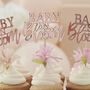 Rose Gold Floral Baby Shower Cupcake Toppers, thumbnail 1 of 3