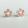 Sterling Silver Pink Flower Pearl Stud Earrings, thumbnail 1 of 6