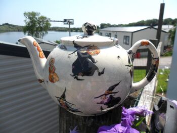 Two Cup Teapot In Hubble Bubble Witches Design, 6 of 6