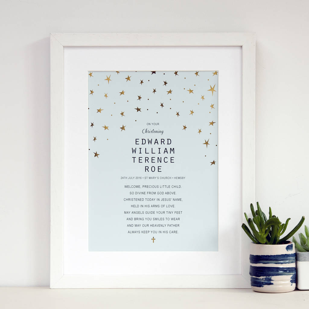 Personalised Christening Gift With Gold Stars, 1 of 12