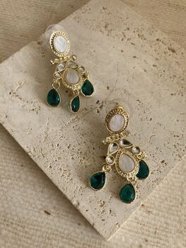 Green Gold Plated Mother Of Pearl Earrings, 5 of 5