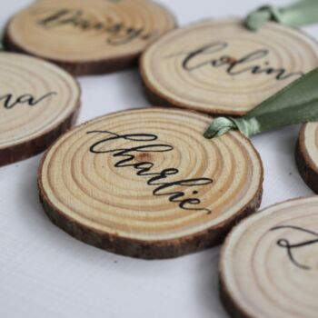 Personalised Wood Wedding Favour Place Names X 10, 7 of 8