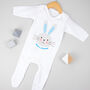 Personalised First Easter Rabbit Bodysuit Pink Or Grey, thumbnail 3 of 8