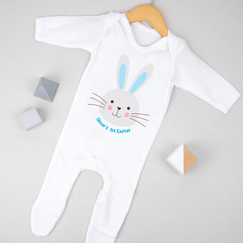 Personalised First Easter Rabbit Bodysuit Pink Or Grey, 3 of 8