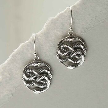 Sterling Silver Twisted Snake Dangly Earrings, 3 of 6
