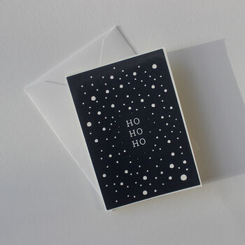 Monochrome Pack Of Six Hand Printed Christmas Cards, 2 of 6