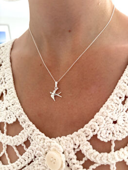 Sterling Silver Swallow Pendant Necklace, 4 of 8