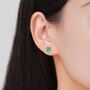 Sterling Silver Four Leaf Clover Enamel Stud Earrings, thumbnail 7 of 12