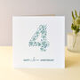 Love Hearts Linen 4th Anniversary Card, thumbnail 1 of 4
