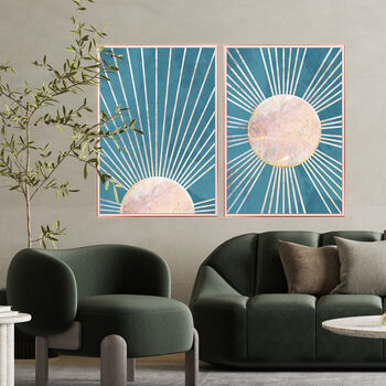 Sun Boho Blue Marble Gold Wall Art Print, 5 of 5