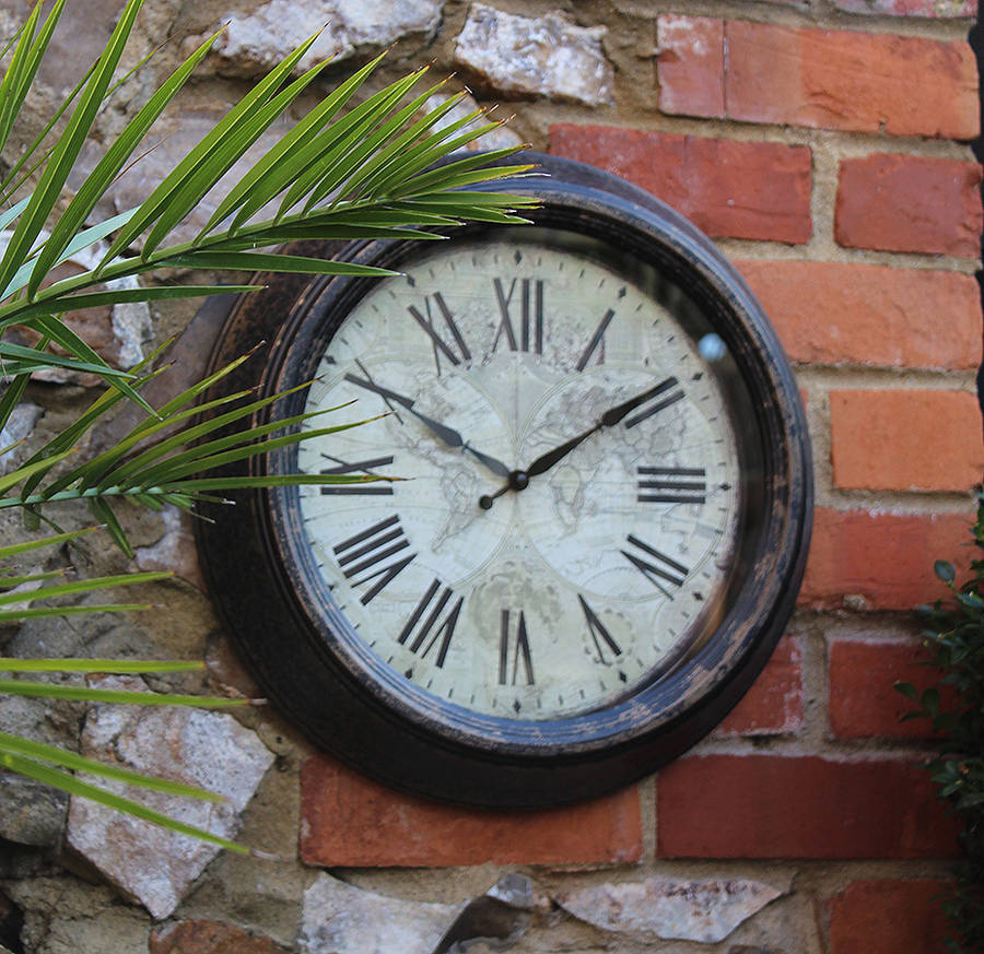 outdoor vintage wall clock by blackdown lifestyle