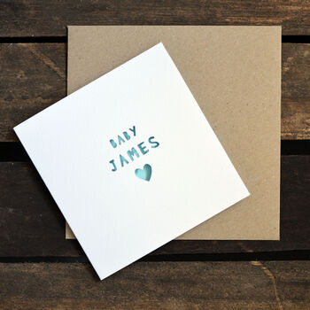 Personalised New Baby Name Paper Cut Card, 2 of 5