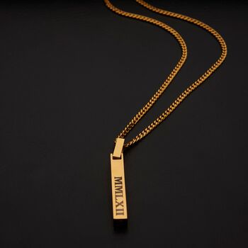 Personalised 18 K Gold Bar Pendant Chain For Men And Women, 9 of 12