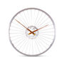 Skandi Bike Wheel Clock With Wooden Hands And Brake Disc, thumbnail 1 of 2