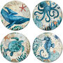 Set Of Four Ceramic Ocean Design Coasters, thumbnail 3 of 4