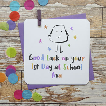 1st Day At School Good Luck Personalised Card, 2 of 2