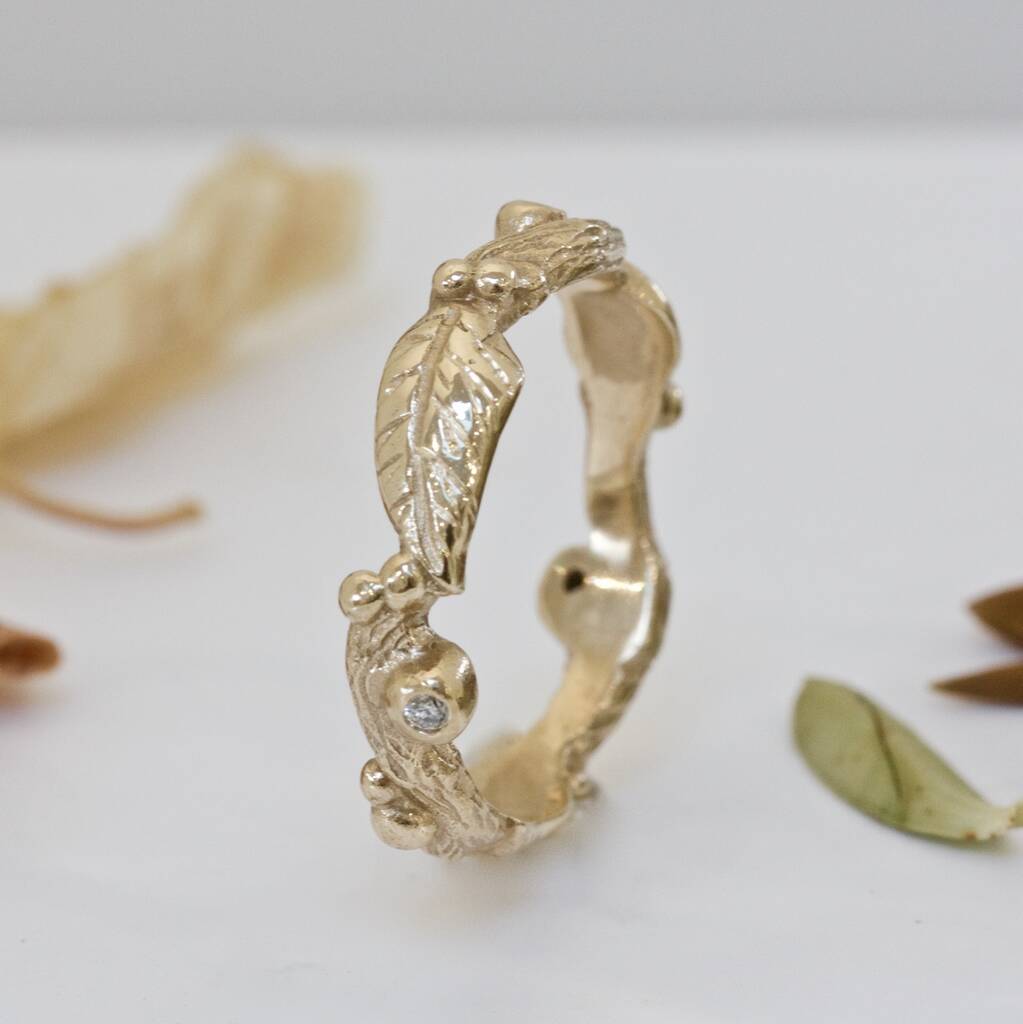 Gold And Diamond Wood Nymph Leaf Ring, 1 of 7