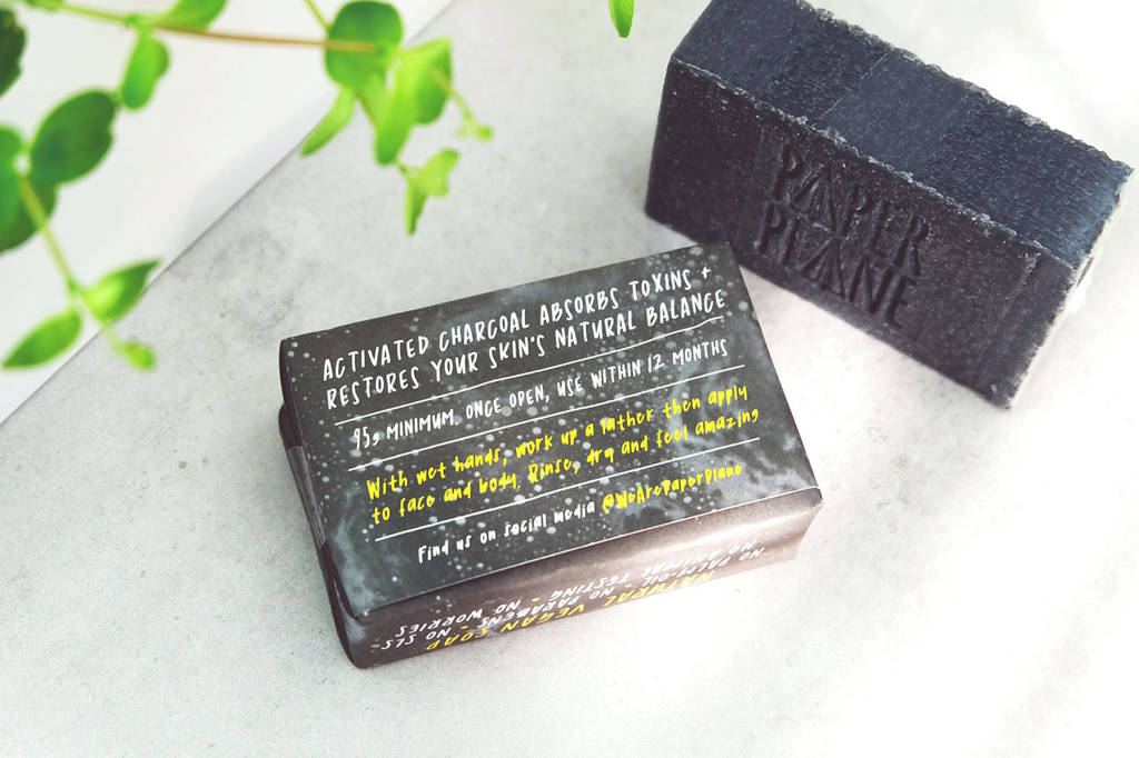 100 Natural Vegan Charcoal Soap Detox Bar By Paper Plane