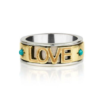 Love Rocks Turquoise Silver Spinning Ring, 2 of 10