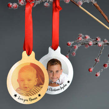 Personalised Silver Metal Photo Christmas Bauble Set, 3 of 4