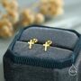 Tiny Cross Screw Back Earrings In Sterling Silver, thumbnail 5 of 12