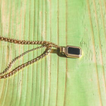 Gold Layered Necklace With Black Pendant, 3 of 6