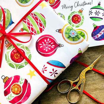 Vintage Bauble Illustrated Wrapping Paper, 3 of 3