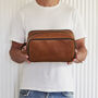 Personalised Fold Out Leather Wash Bag For Men, thumbnail 4 of 8