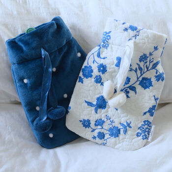 Cerulean Blue And White Mini Hot Water Bottle, 4 of 4