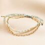 Stainless Steel Turquoise Beaded Bracelet In Gold, thumbnail 1 of 4