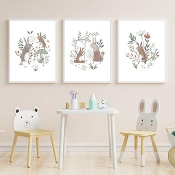 Bunny Nursery Wall Art – Soft Boho Rabbit Print Set For Kids, 2 of 2