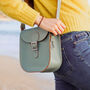 Medium Leather Satchel Shoulder Bag In Stormy Sea Grey, thumbnail 3 of 6
