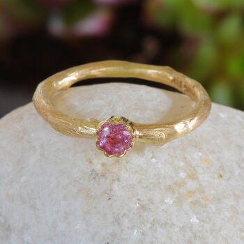 A Powder Pink Sapphire Ring In Nine Carat Yellow Gold, 3 of 5