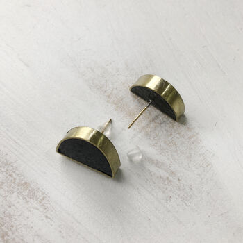 Fair Trade Eco Recycled Paper Half Moon Stud Earrings, 5 of 10