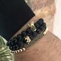 Triple Crown And Bead Bracelet Set Gold And Black, thumbnail 1 of 8