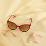 Delicate Large Cat Eye Sunglasses In Red, thumbnail 1 of 3