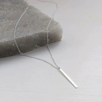 Sterling Silver Long Bar Necklace, 7 of 11