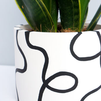 Abstract Outline Drawing Hand Painted Plant Pot, 3 of 7