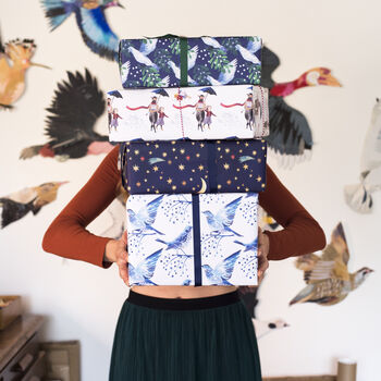 'Starry Swan' Recycled Christmas Wrapping Paper Pack, 5 of 7